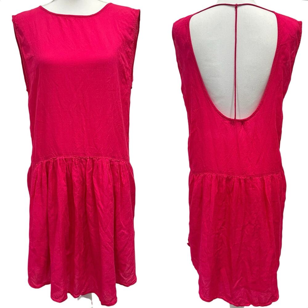 IRO Olivia Hot Fuchsia Pink Drop Waist Sleeveless Open Back Mini Dress Glam Bold